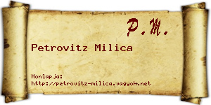 Petrovitz Milica névjegykártya
